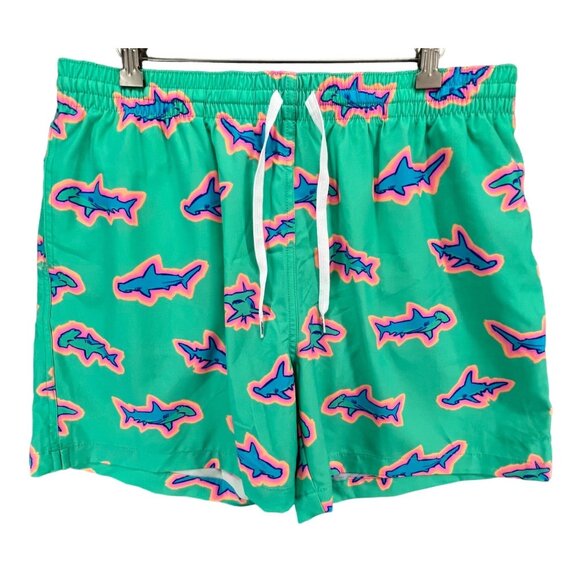 Chubbies Swim Trunks Mens XL Teal Shark Apex Classic Swim Shorts Stretch 5.5" - Picture 2 of 12